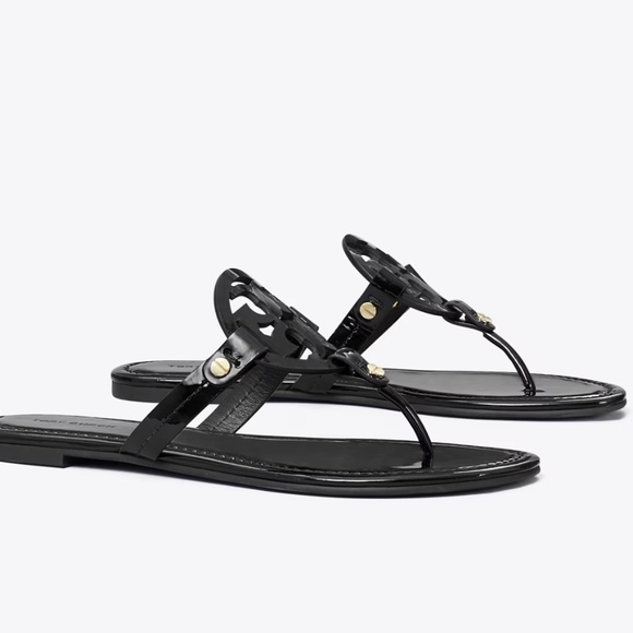 Tory Burch Black Patent Millers Size 8 $200 - Picture 1 of 10